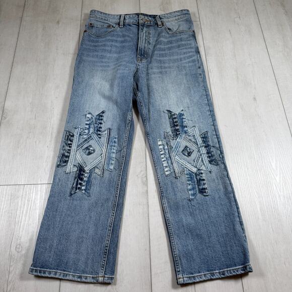 Lucky Brand Denim - LUCKY BRAND Lucky Pins High Rise Wide Leg Jeans Women's 10/30 Patchwork Boho